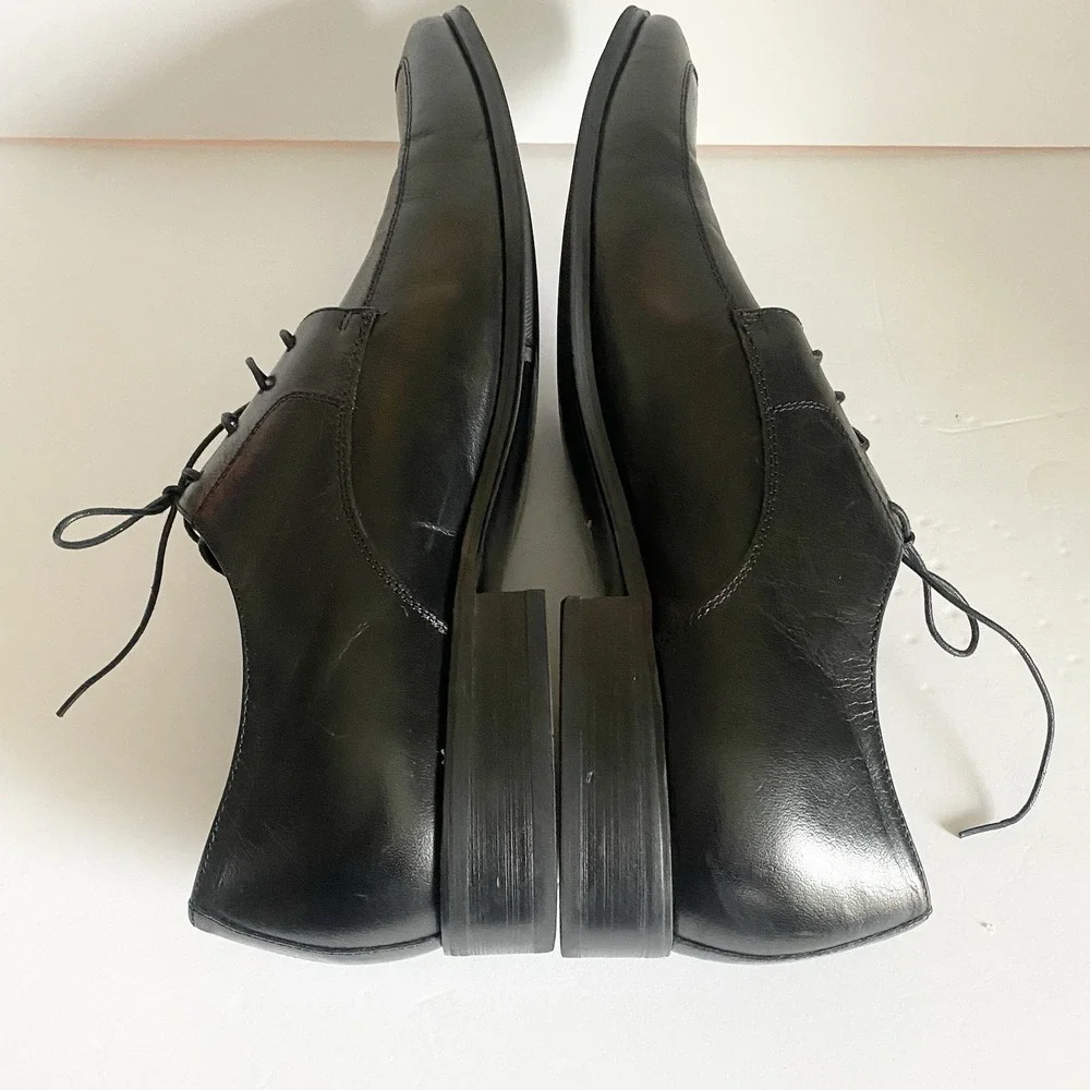Steve Madden Newton Men's 13M Black Leather Derby Square Toe Lace-Up Shoes Dress